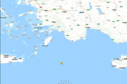 Akdeniz'de 4.5 büyüklüğünde deprem
