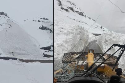 Hakkari’de düşen çığ görüntülendi
