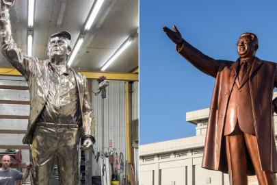 Trump'ın altın heykeli Kuzey Kore liderlerinin anıtlarına benzetildi