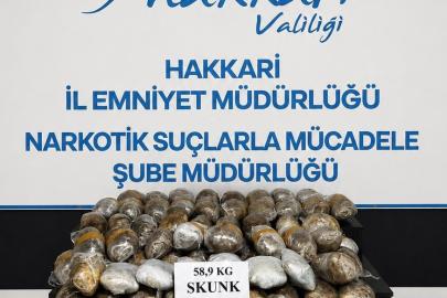 Hakkari’de 58 kilo 900 gram uyuşturucu ele geçirildi