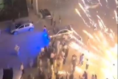 Nişan kutlamasında panik: Havai fişek kalabalığın üzerine patladı