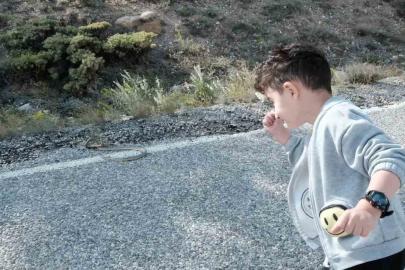 Erzincan’da minik çocuk ilk kez yılanla karşılaştı: Şaşkınlıkla baktı, cesaretle izledi