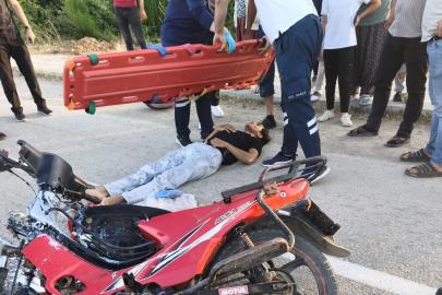 Forklifte çarpan motosiklet sürücüsü yaralandı
