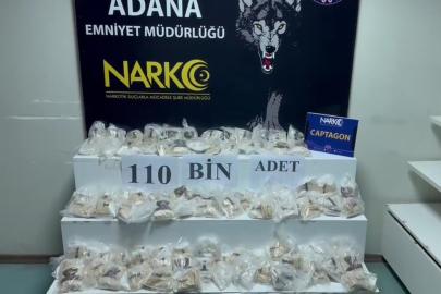 Adana’da 110 bin captagon hap ele geçirildi
