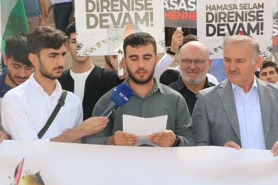 Harran Üniversitesinde Aksa Tufanı'nın yıl dönümü dolayısıyla basın açıklaması düzenlendi