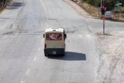 Kırmızı ışık ihlali yapan sürücü yön değiştirince drone ile takip edildi