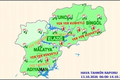 Tunceli için kuvvetli yağış uyarısı